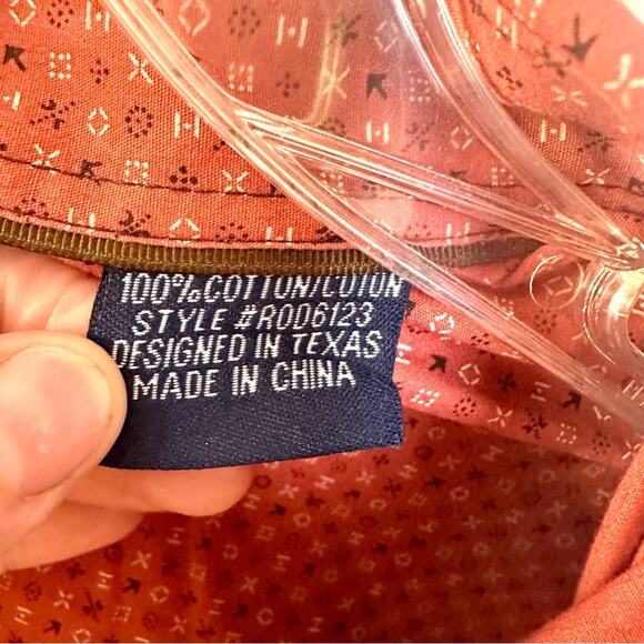 Nice red patterned rough stock by panhandle slim long sleeve dress shirt Large - Picture 5 of 5